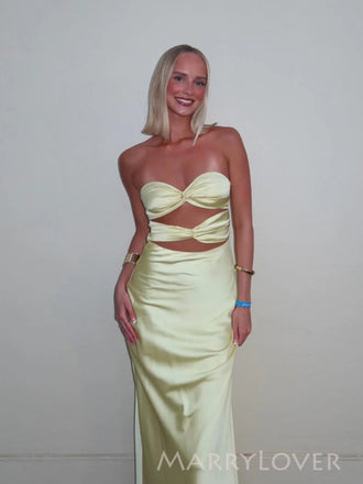 Simple Mermaid Sweetheart Satin Long Evening Prom Dresses, MR9654