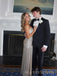 Sparkly Silver Side Slit Strapless Long Evening Prom Dresses, MR9656