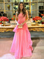 Formal Hot Pink A-line Long Strapless Evening Prom Dresses, MR9660