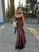 Mermaid Chocolate Satin Strapless Long Evening Prom Dresses, MR9669