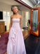 Elegant A-line Strapless Side Slit Pink Long Evening Prom Dresses, MR9698