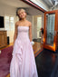 Elegant A-line Strapless Side Slit Pink Long Evening Prom Dresses, MR9698
