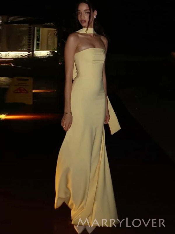 Simple Strapless Mermaid Long Evening Prom Dresses, MR9733