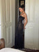 Sheath Black Lace Mermaid Spaghetti Straps Long Evening Prom Dresses, MR9735