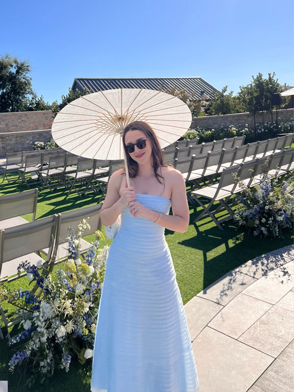 Unique Strapless Sky Blue Tulle Long Evening Prom Dresses, MR9742