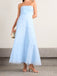 Morden Blue Tulle Simple Strapless Long Evening Prom Dresses, MR9745