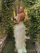 Morden Green Tulle Halter Backless Long Evening Prom Dresses, MR9753