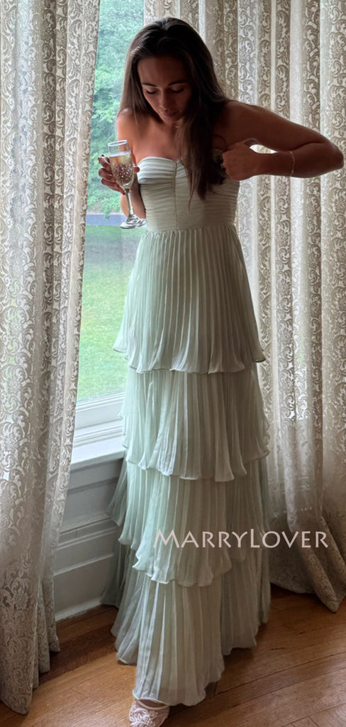 Gorgeous Strapless Chiffon Sweetheart Long Evening Prom Dresses, MR9754