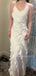 Popular White V-neck Spaghetti Straps Long Evening Prom Dresses, MR9755