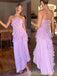Unique Purple Chiffon Side Slit Long Evening Prom Dresses, MR9756