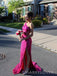 Elegant One Shoulder Sequins Mermaid Long Evening Prom Dresses, High Slit Prom Dress, MR9761