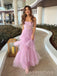 Floor-length A-line Purple Tulle Long Evening Prom Dresses, MR9771
