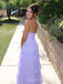 Elegant Sweetheart Purple Chiffon Long Strapless Evening Prom Dresses, MR9774