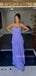 Elegant Sweetheart Purple Chiffon Long Strapless Evening Prom Dresses, MR9774