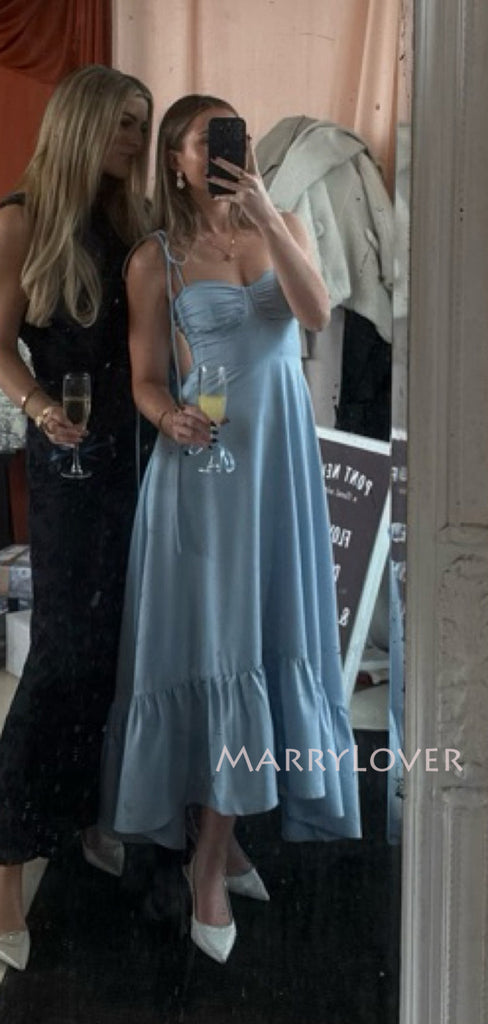 Spaghetti Straps Blue Long Evening Prom Dresses, MR9775