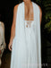 White Chiffon Sweetheart Long Evening Prom Dresses, Strapless Beach Wedding dress, MR9779