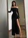 Off Shoulder Long Sleeves Mermaid Side Slit Long Evening Prom Dresses, MR9796