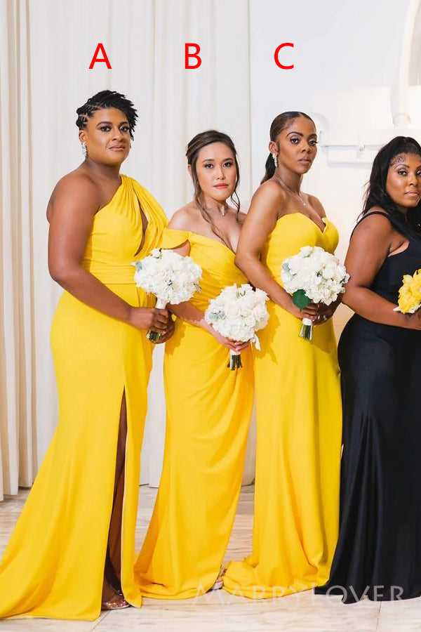 yellow mermaid bridesmaid dresses KissProm |Square Neck Mermaid Bridesmaid Dress With Bow in Pastel Yellow