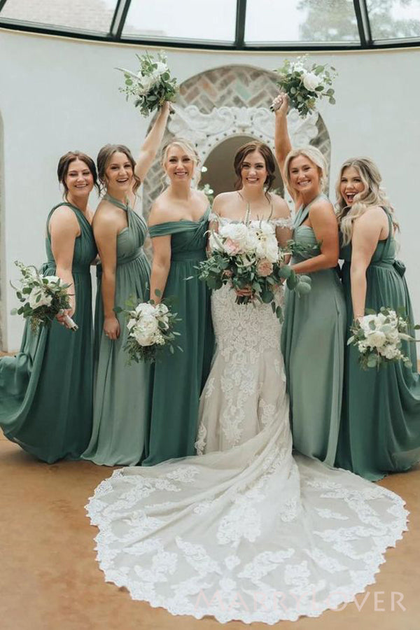 Mismatched Green A-line Long Cheap Bridesmaid Dresses , MRB0026 MarryLover Mismatched Green A-line Long Cheap Bridesmaid Dresses , MRB0026 MarryLover