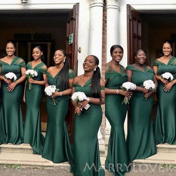Mermaid Emerald Green Satin Tulle Cheap Bridesmaid Dresses , MRB0033 MarryLover Mermaid Emerald Green Satin Tulle Cheap Bridesmaid Dresses , MRB0033 MarryLover