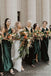 Mismatched Dark Green Satin Velvet Cheap Long Bridesmaid Dresses , MRB0041