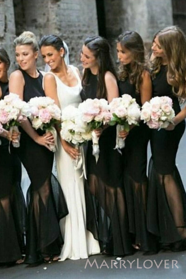Mermaid Black See Through Cheap Long Custom Bridesmaid Dresses , MRB00 MarryLover Mermaid Black See Through Cheap Long Custom Bridesmaid Dresses , MRB00 MarryLover