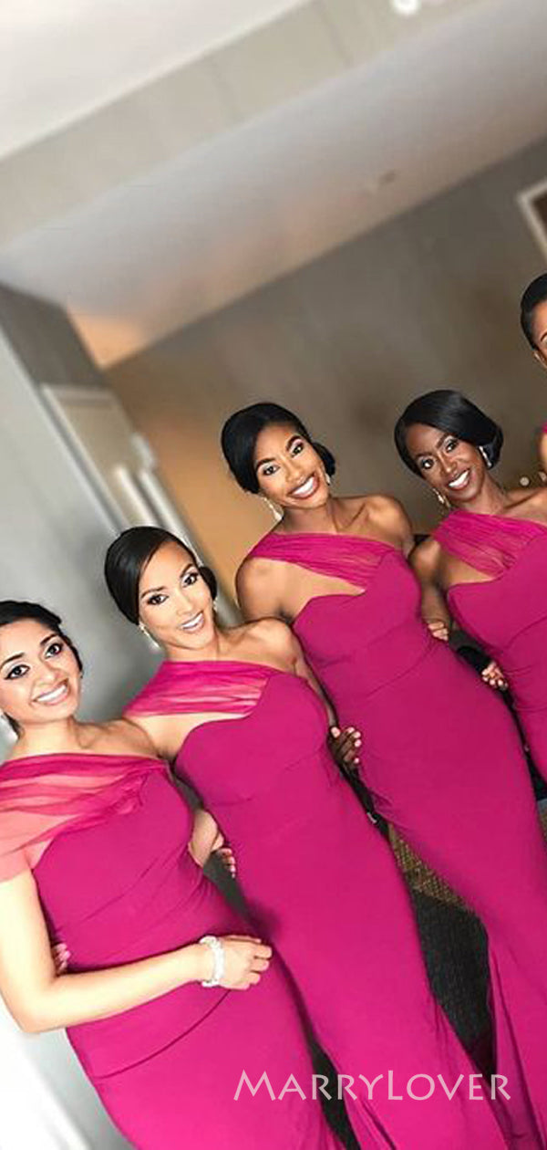 fuchsia mermaid bridesmaid dresses Mermaid Bridesmaid Dresses Lace Embroidery Off Shoulder Lisposa