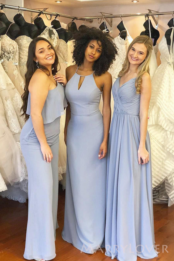 Mismatched Grey Chiffon Cheap Long Custom Bridesmaid Dresses , MRB0053 MarryLover Mismatched Grey Chiffon Cheap Long Custom Bridesmaid Dresses , MRB0053 MarryLover