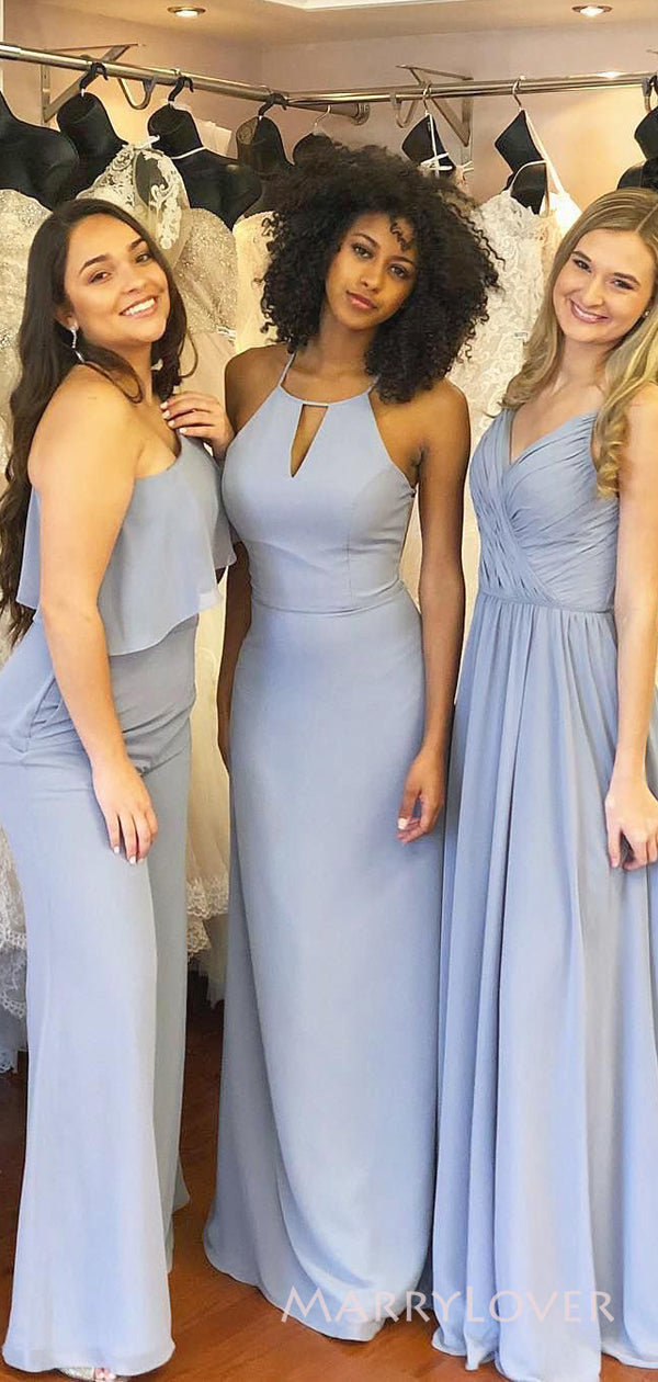 mismatched gray bridesmaid dresses Mismatched Gray Chiffon Bridesmaid Dresses