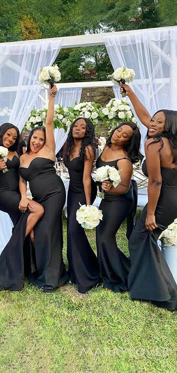black people bridesmaid dresses Black Mismatched Bridesmaid Dresses Mermaid Wedding Guest Dress US2 / Same as Picture / B