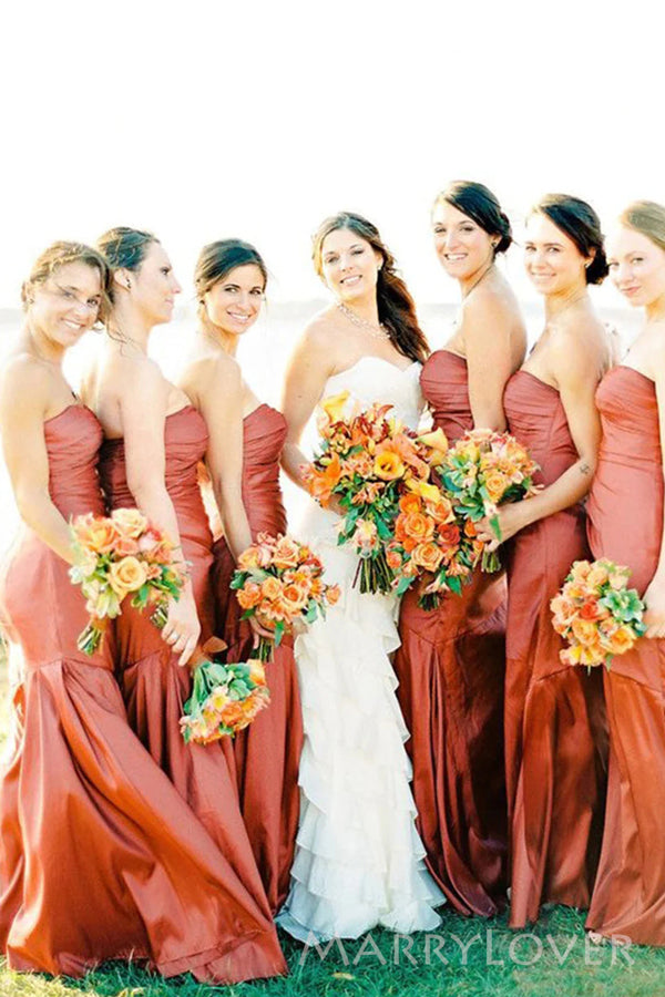 Mermaid Sweetheart Orange Cheap Long Custom Bridesmaid Dresses , MRB0081 Mermaid Sweetheart Orange Cheap Long Custom Bridesmaid Dresses , MRB0081