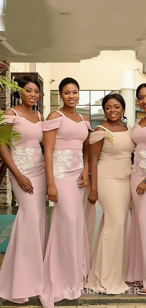 Off Shoulder Mermaid Pink Long Custom Bridesmaid Dresses , MRB0082 MarryLover Off Shoulder Mermaid Pink Long Custom Bridesmaid Dresses , MRB0082 MarryLover