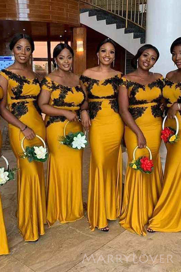 off the shoulder gold bridesmaid dresses US8 / Picture color