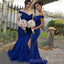 Popular Royal Blue Lace Mermaid Long Custom Off Shoulder Bridesmaid Dresses, MRB0140