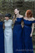 Off Shoulder Navy BLue Lace Long Custom Bridesmaid Dresses, MRB0141