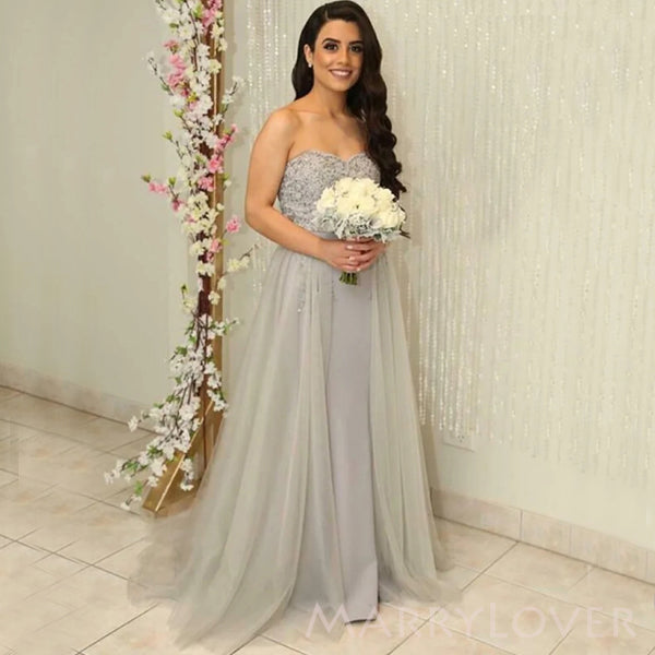 slim fit dress slacks Strapless Grey Tulle Mermaid Long Custom Sweetheart Bridesmaid Dresses –  MarryLover