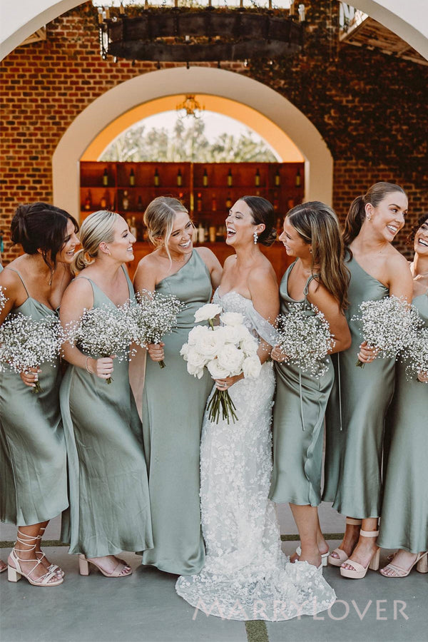 Mismatched Satin Spaghetti Straps Mermaid Long Custom Bridesmaid Dresses, MRB0152 Mismatched Satin Spaghetti Straps Mermaid Long Custom Bridesmaid Dresses, MRB0152
