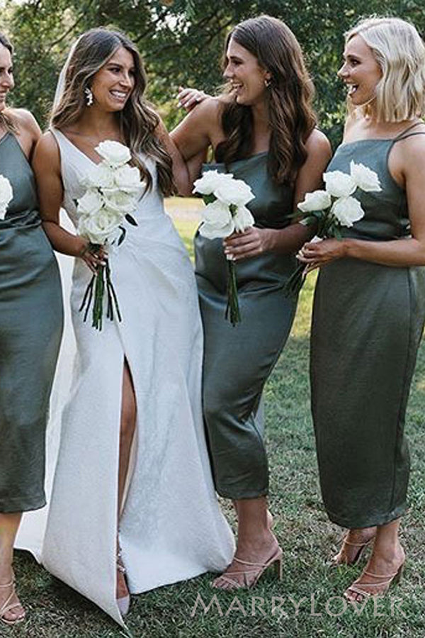 Simple One Shoulder Satin Mermaid Long Cheap Custom Bridesmaid Dresses, MRB0156 Simple One Shoulder Satin Mermaid Long Cheap Custom Bridesmaid Dresses, MRB0156