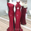 Mismatched Dark Red Satin Mermaid Long Cheap Custom Bridesmaid Dresses, MRB0161
