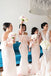 Off Shoulder Pink Chiffon Mermaid Long Cheap Custom Bridesmaid Dresses, MRB0168