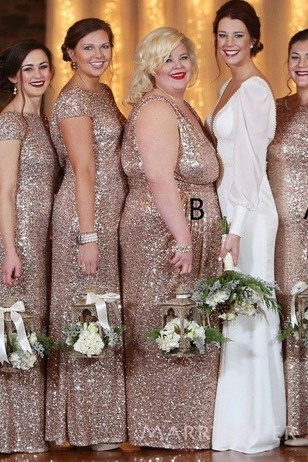 Mismatched Gold Sequins Mermaid Long Cheap Custom Bridesmaid Dresses, MarryLover Mismatched Gold Sequins Mermaid Long Cheap Custom Bridesmaid Dresses, MarryLover