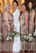Mismatched Gold Sequins Mermaid Long Cheap Custom Bridesmaid Dresses, MRB0172
