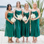 Cowl-neck Mermaid Spaghetti Straps Dark Green Satin Long Cheap Custom Bridesmaid Dresses, MRB0187