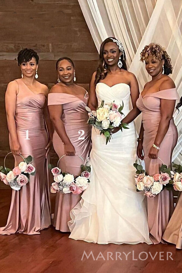 Mismatched Satin Mermaid Long Cheap Custom Bridesmaid Dresses, MRB0188 MarryLover Mismatched Satin Mermaid Long Cheap Custom Bridesmaid Dresses, MRB0188 MarryLover