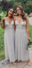 Simple A-line Tulle Spaghetti Straps Long Cheap Custom V-neck Bridesmaid Dresses, MRB0193