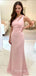 Pink Satin Mermaid One Shoulder Long Cheap Custom Bridesmaid Dresses, MRB0196