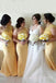One Shoulder Yellow Lace Mermaid Long Cheap Custom Bridesmaid Dresses, MRB0198