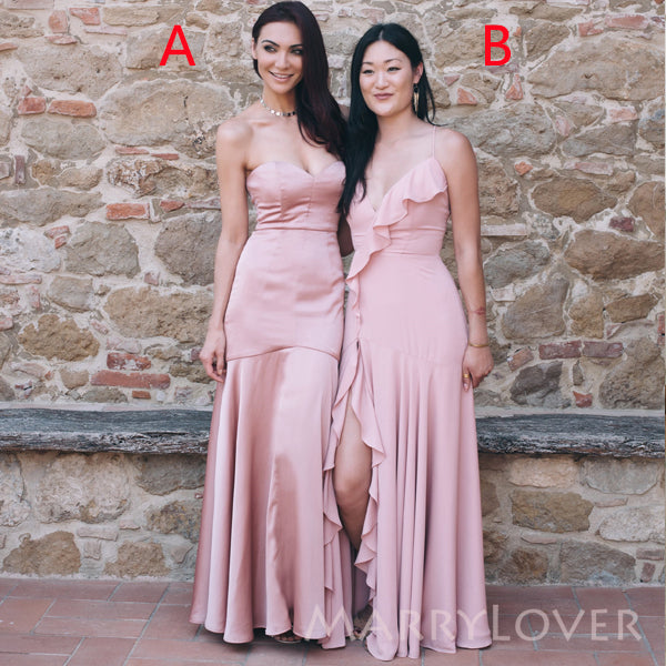 Mismatched Mermaid Satin Chiffon Long Custom Bridesmaid Dresses, MRB02 – MarryLover