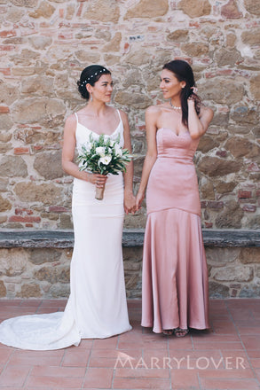 Mismatched Mermaid Satin Chiffon Long Custom Bridesmaid Dresses, MRB0206