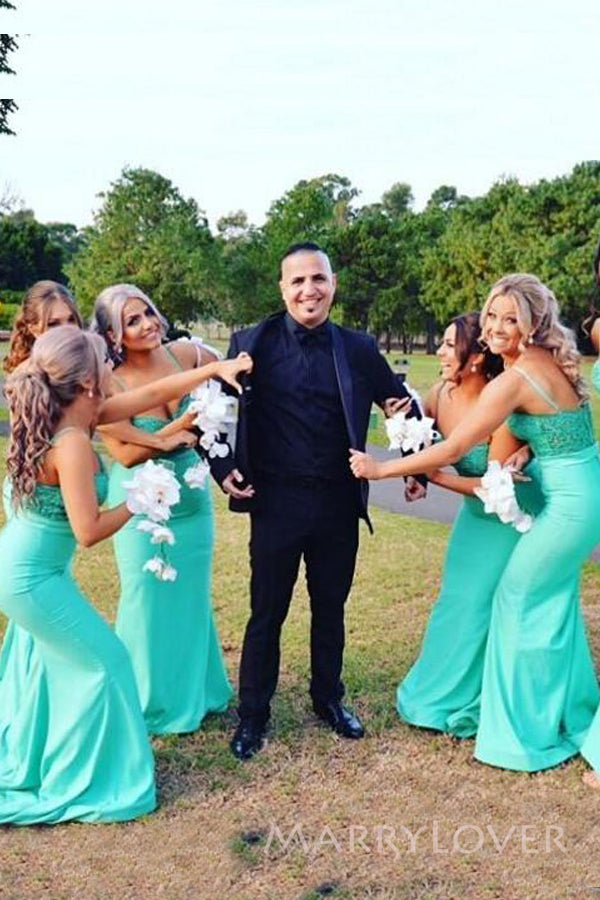 Spaghetti Straps Mermaid Mint Green Long Cheap Bridesmaid Dresses, MRB MarryLover Spaghetti Straps Mermaid Mint Green Long Cheap Bridesmaid Dresses, MRB MarryLover